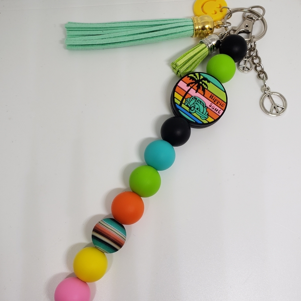 Handmade SiIicone Focal Beaded Hippie Soul Keychain